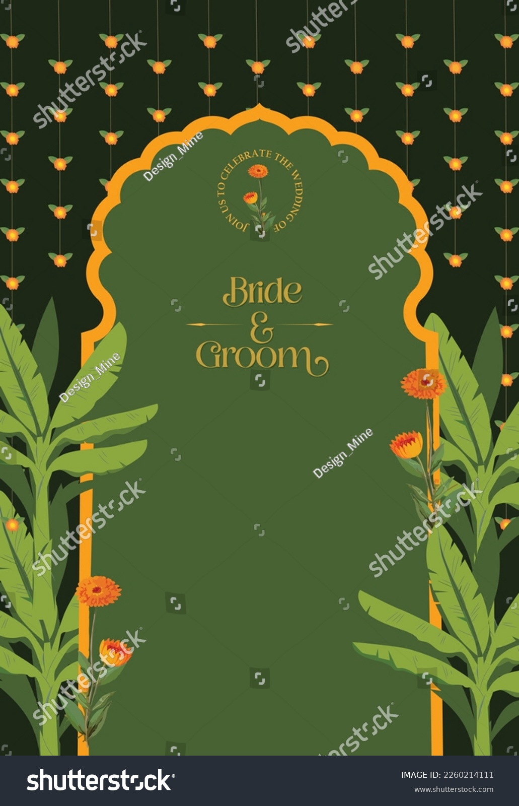 A Luxurious and royal Invitation card template useful for auspicious Indian days, such as House Warming, Puja, Wedding, Engagements, Spiritual activities, etc.  #2260214111