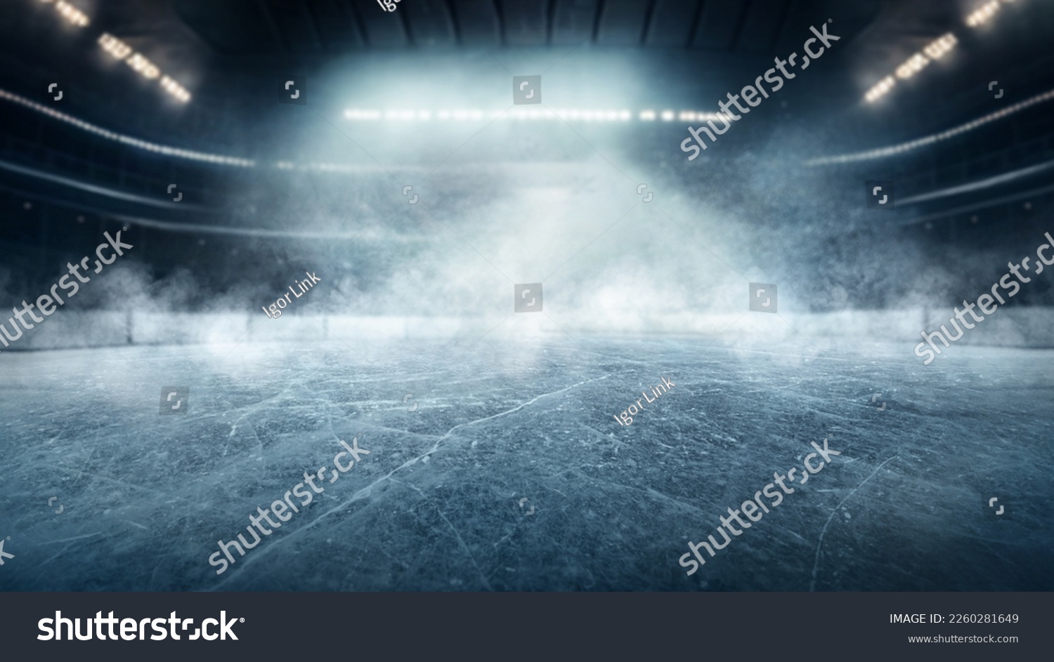  Hockey ice rink sport arena empty field - stadium #2260281649