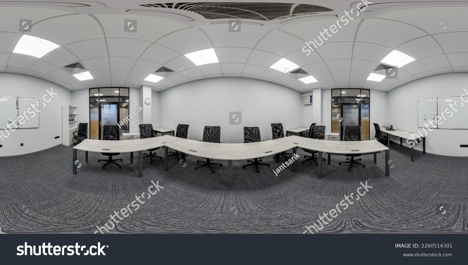 full spherical hdri seamless hdri 360 panorama in interior of empty conference hall for business meeting in equirectangular projection. AR VR content #2260514301