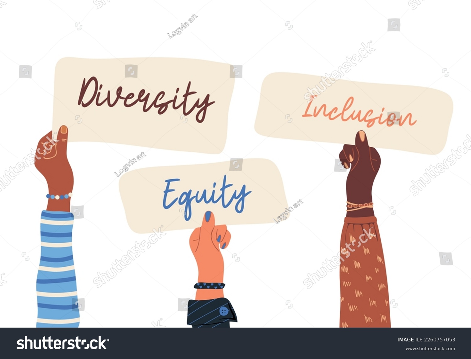 Hands of people multi ethnic races holding - Royalty Free Stock Vector ...