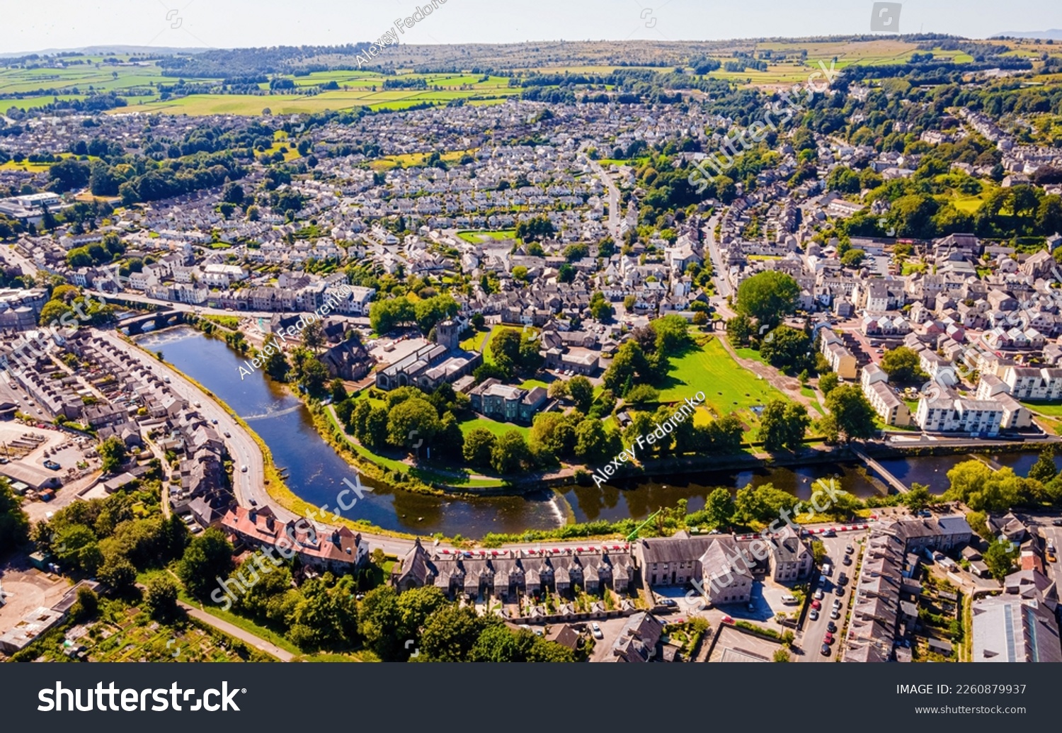 Aerial view of Kendal in Lake District, a region and national park in Cumbria in northwest England, UK #2260879937