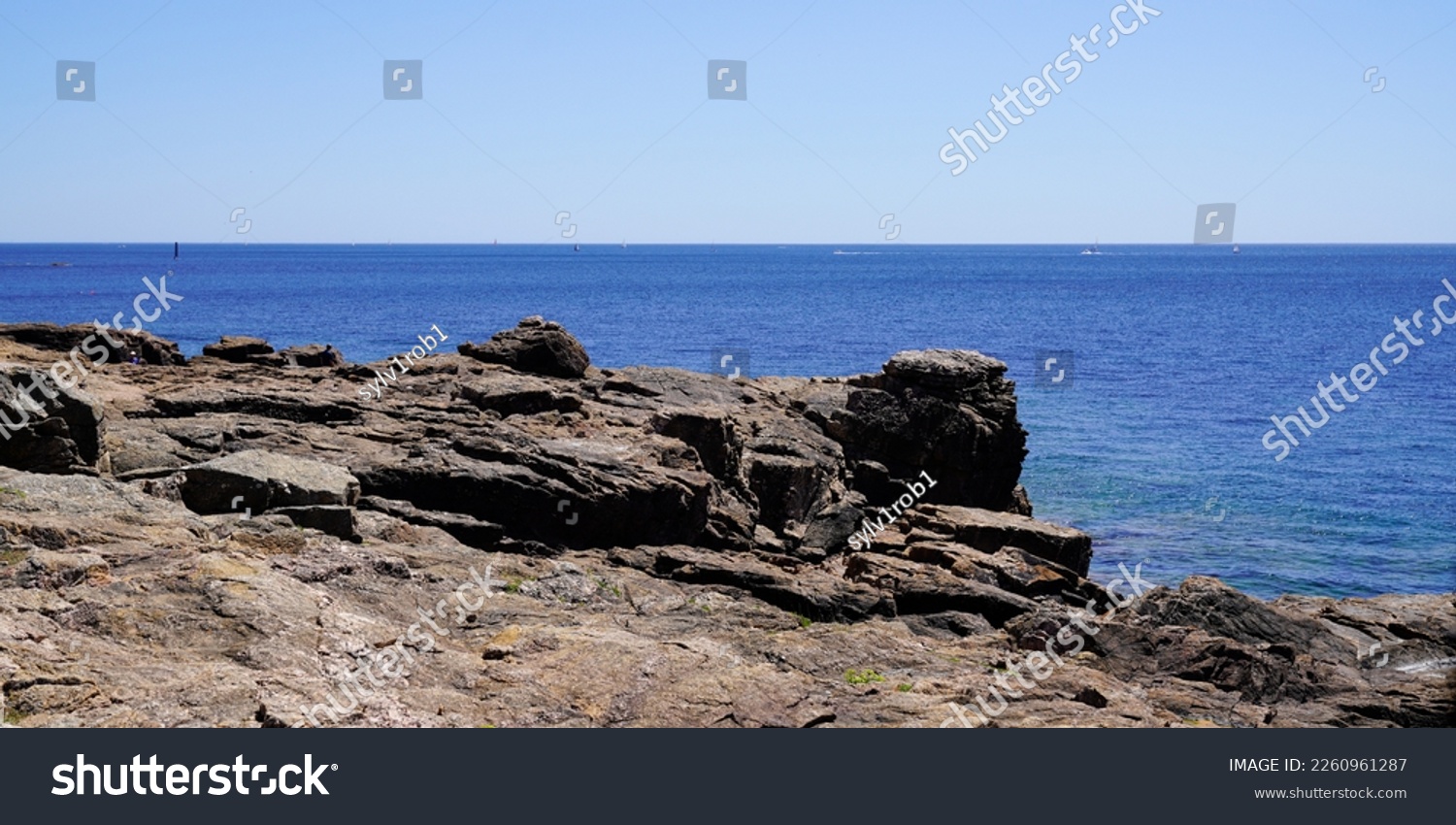 rock stone french vendee sea beach in coast Atlantic in france #2260961287