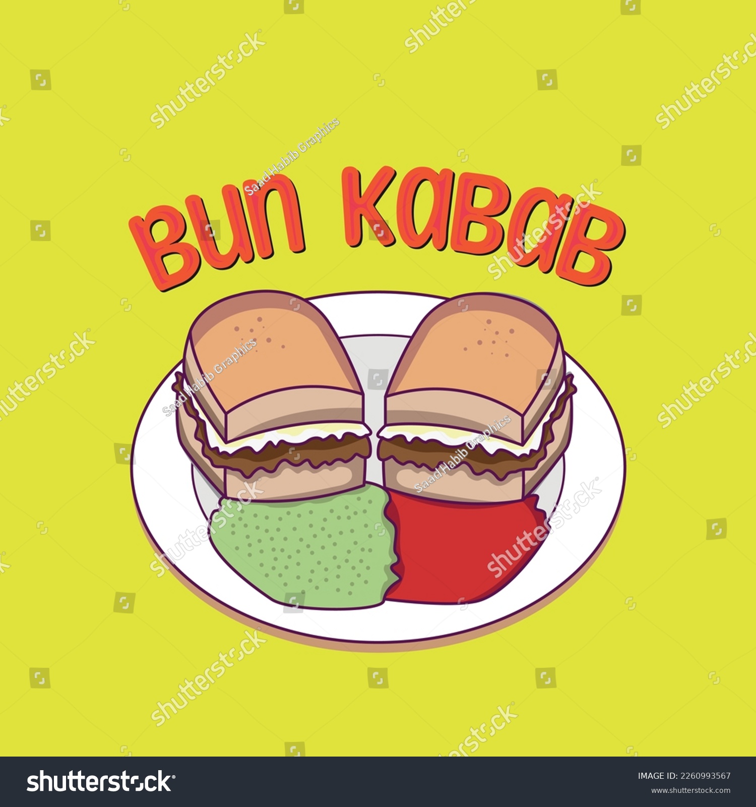 Illustration of a famous street food Bun Kabab - Royalty Free Stock ...