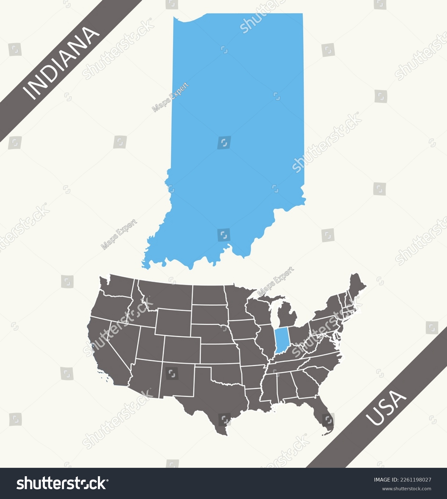 indiana map vector usa blank - Royalty Free Stock Vector 2261198027 ...