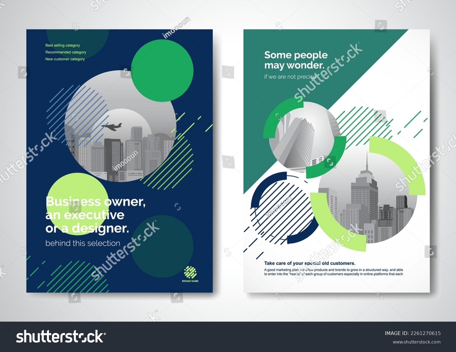 Template vector design for Brochure, AnnualReport, Magazine, Poster, Corporate Presentation, Portfolio, Flyer, infographic, layout modern with blue color size A4, Front and back, Easy to use and edit. #2261270615