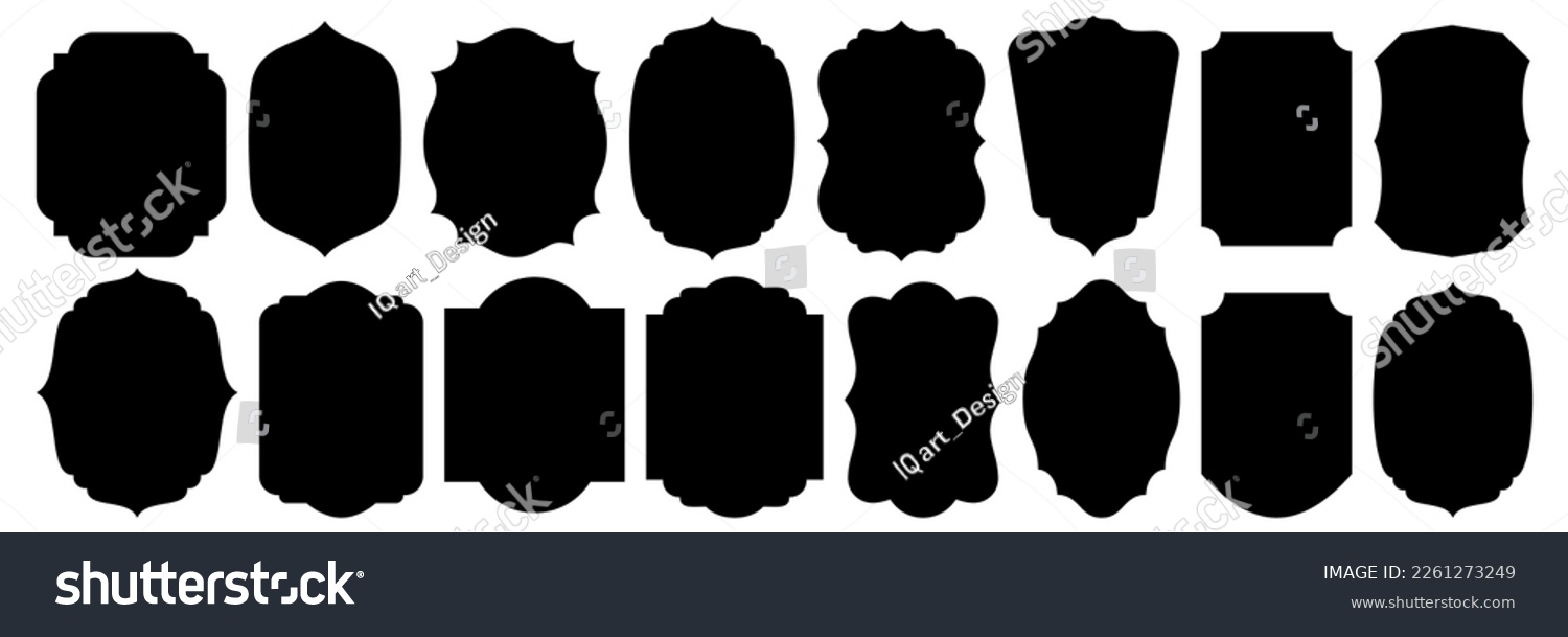 Set of vintage label and badges shape collections. Vector illustration. Black template for patch, insignias, overlay. #2261273249