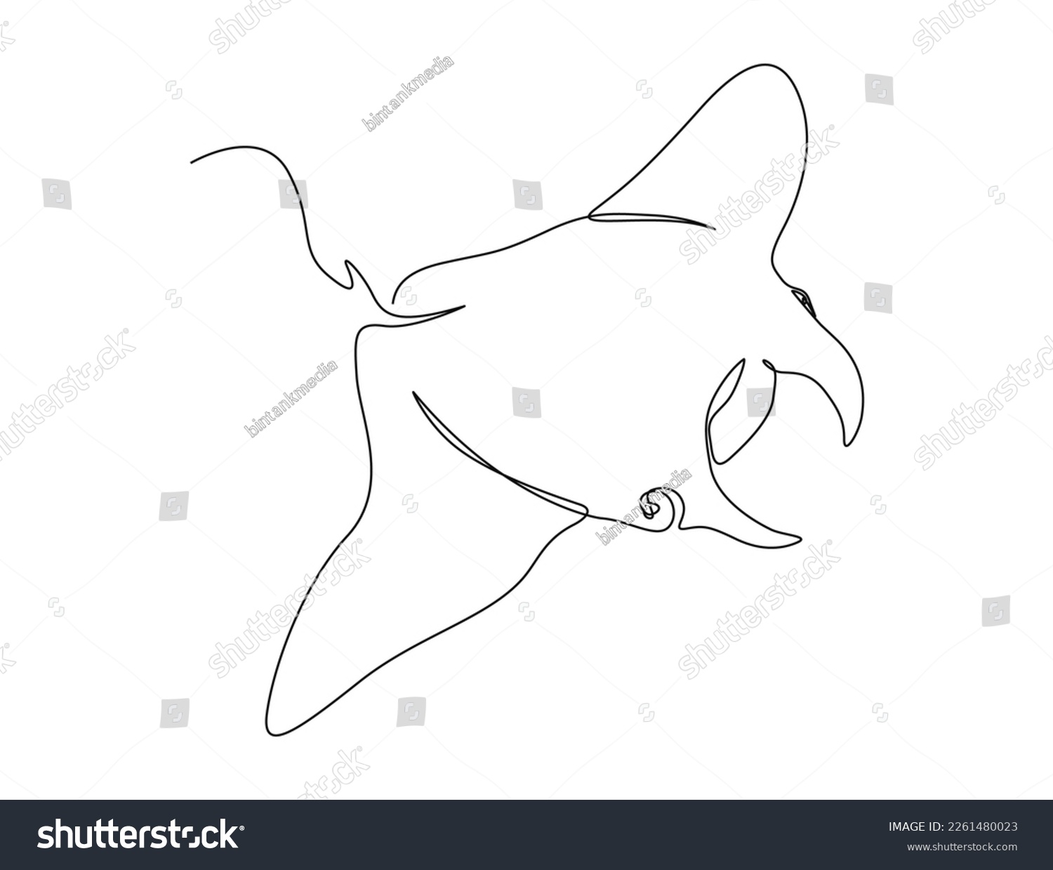 Continuous one line drawing of manta ray. Simple - Royalty Free Stock ...