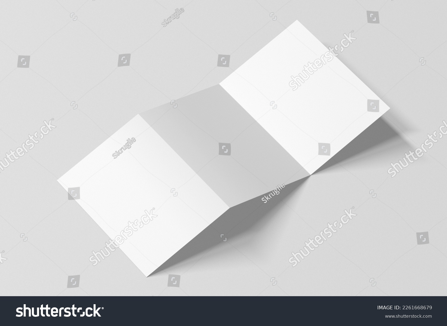 Blank tri fold brochure template for mock up and presentation design. 3d render #2261668679