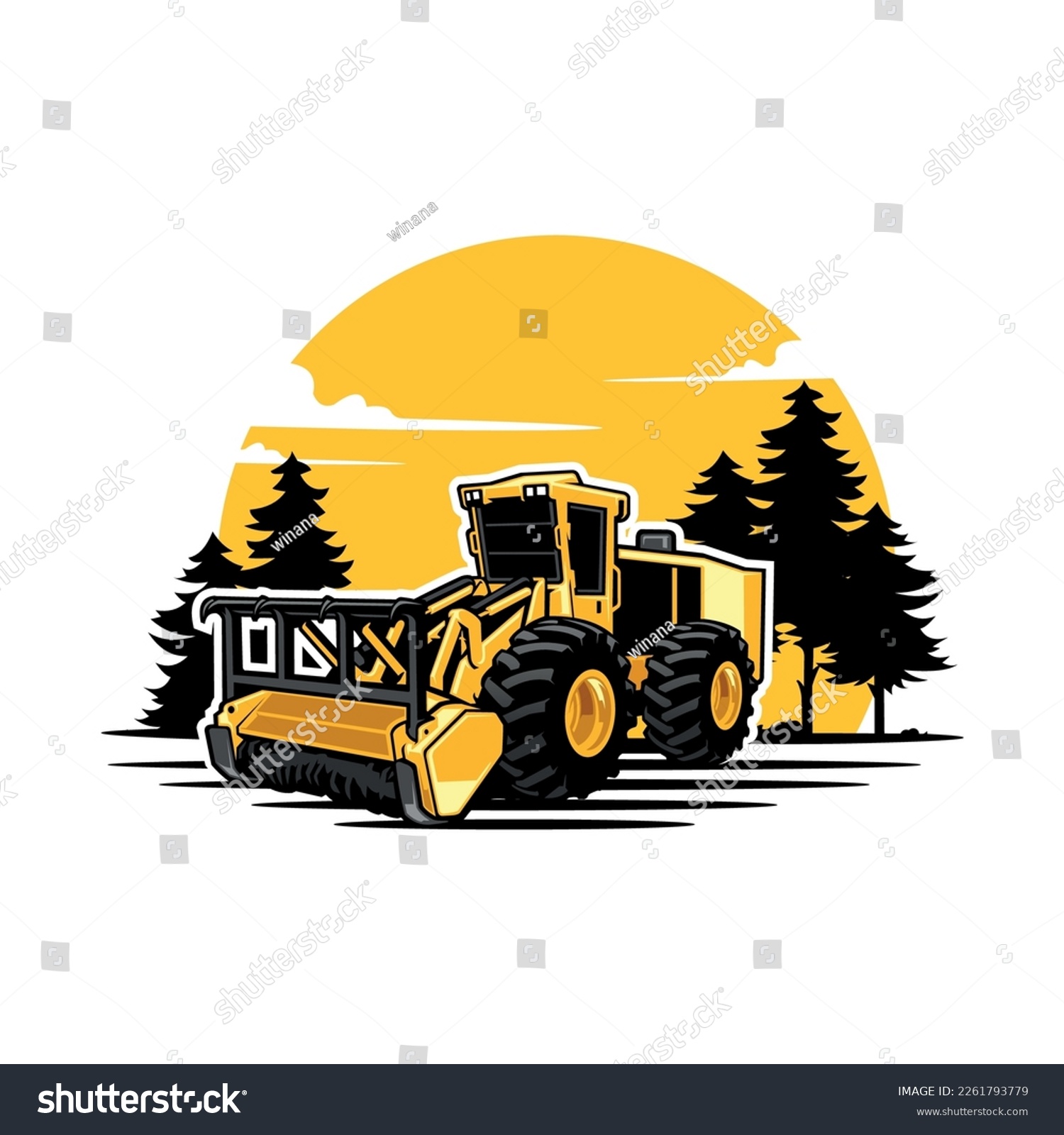 Agriculture And Forestry Mulcher Illustration - Royalty Free Stock ...