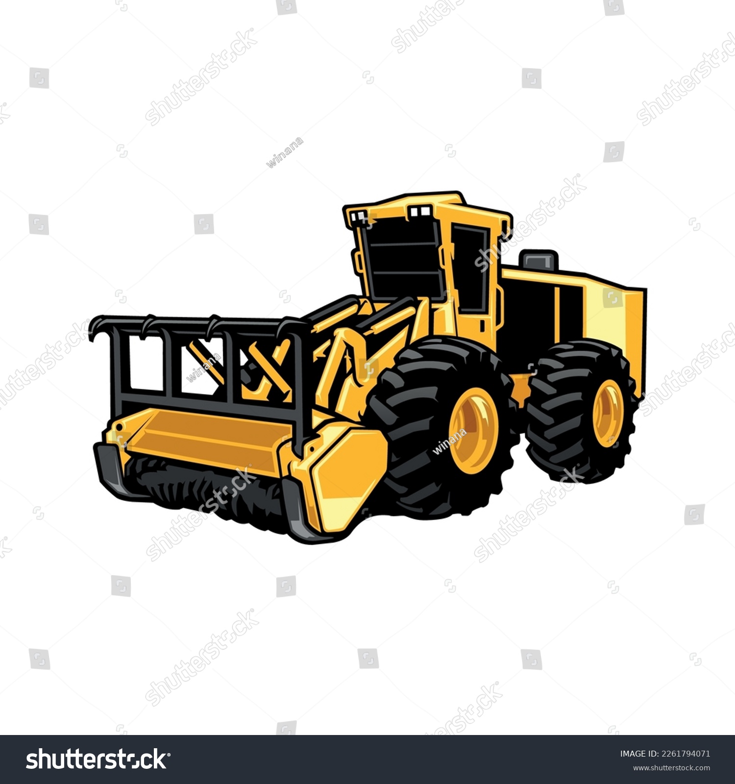 Agriculture And Forestry Mulcher Illustration - Royalty Free Stock ...