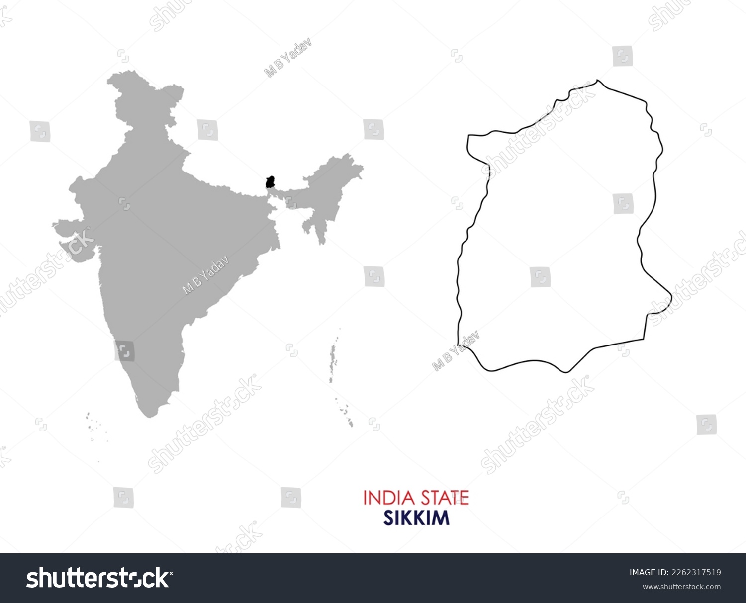 Map of Sikkim, Map of Sikkim with Indian Map, - Royalty Free Stock ...