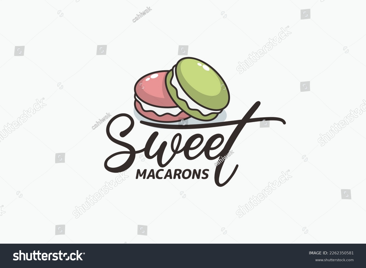 sweet macarons logo in vintage style for any - Royalty Free Stock ...