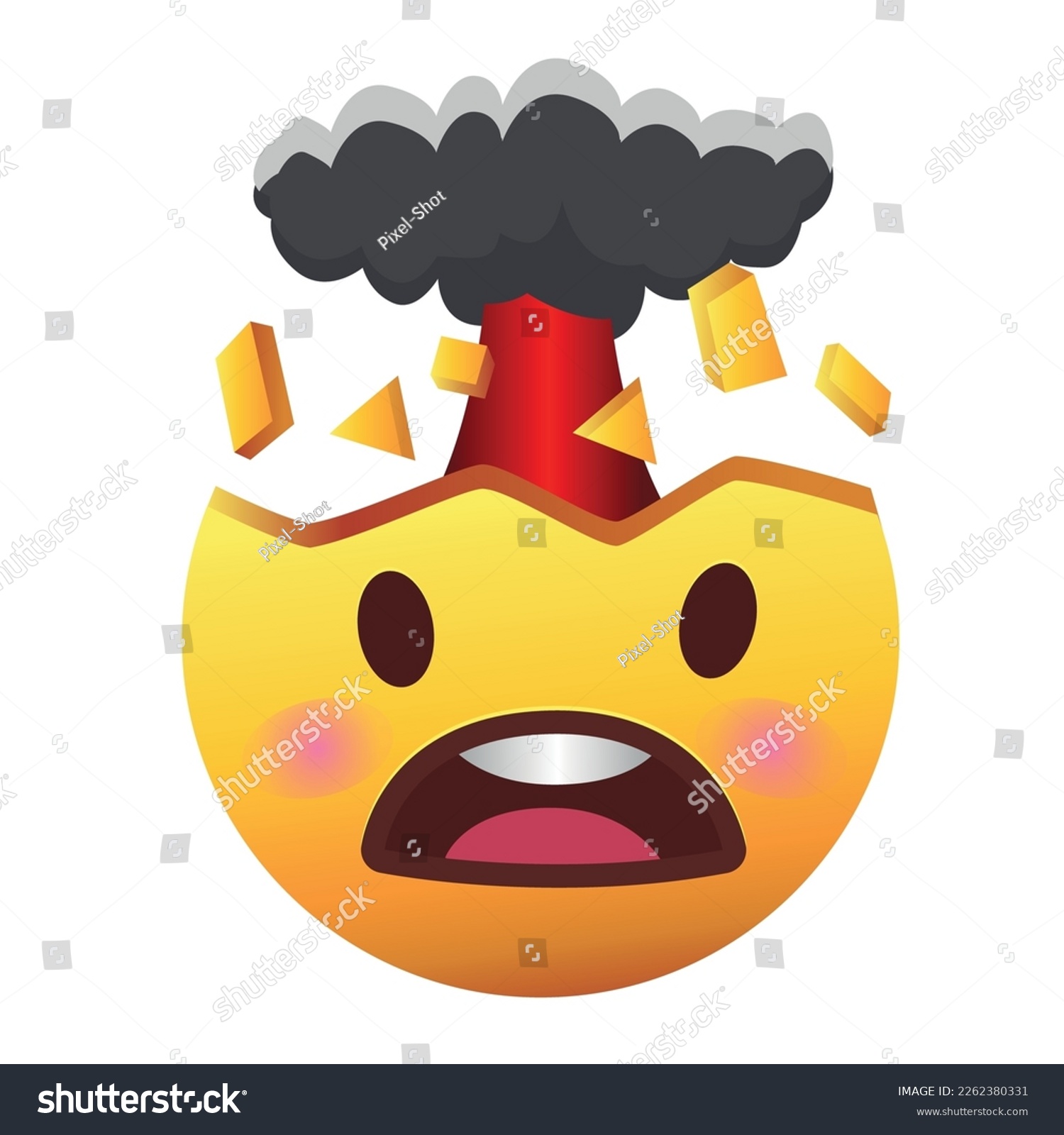 Emoticon With Exploding Head On White Background Royalty Free Stock Vector 2262380331 