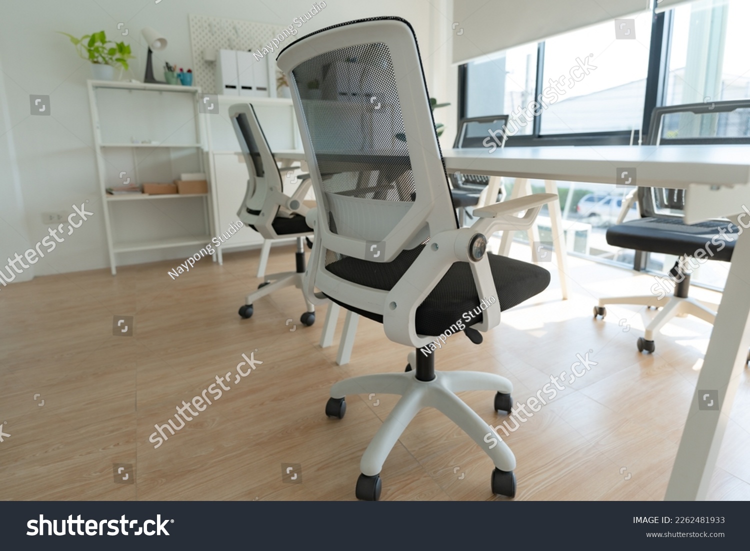 Interior of a modern home office, small office start up business. white conference room #2262481933