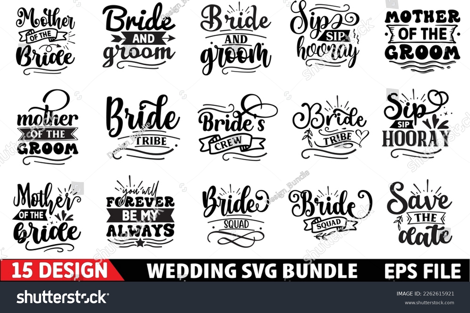 Wedding SVG Bundle, Bride Svg, Groom Svg, Bridal - Royalty Free Stock ...