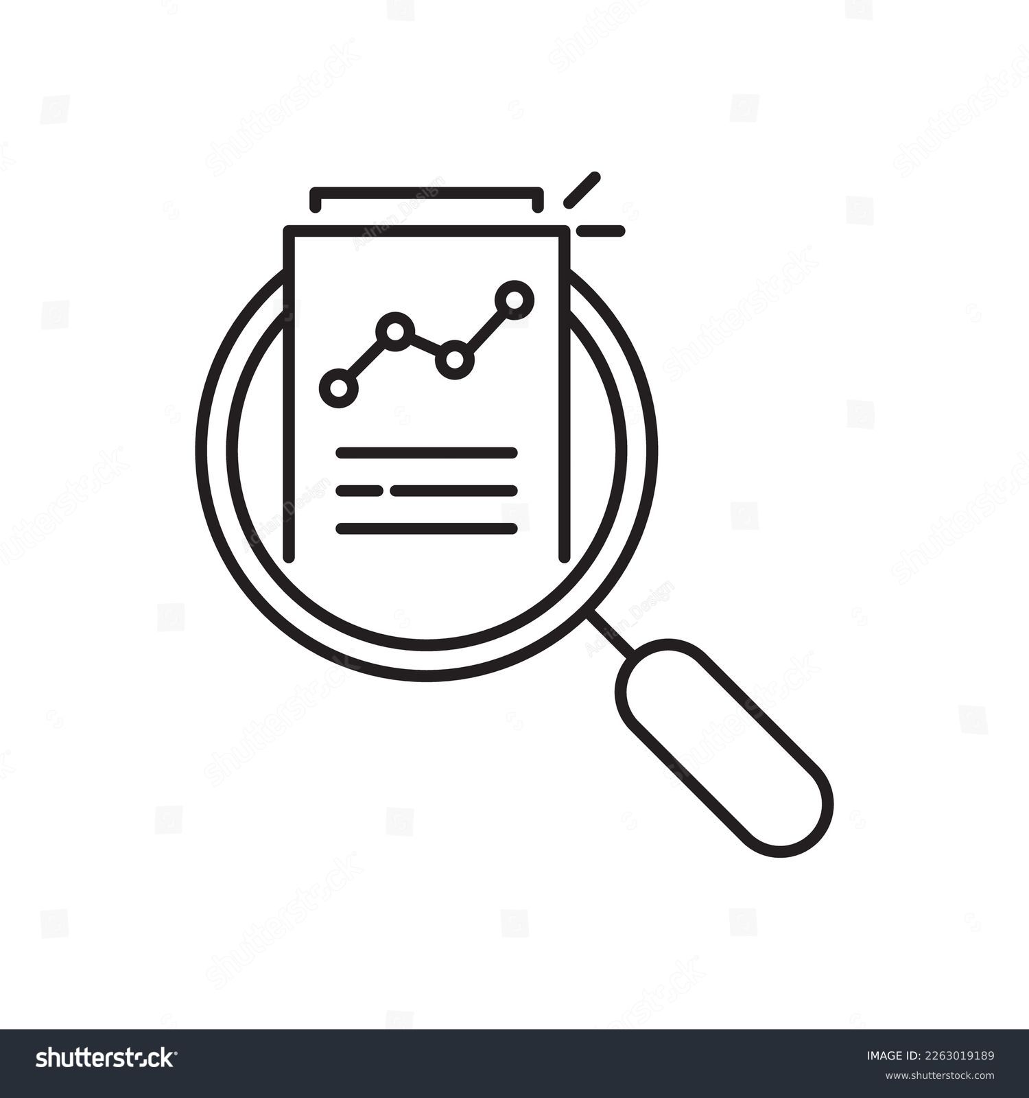 audit and data analysis icon like thin line assesment. linear trend graphic stroke design lineart logotype web element isolated on white. concept of key performance indicator or business visualisation #2263019189