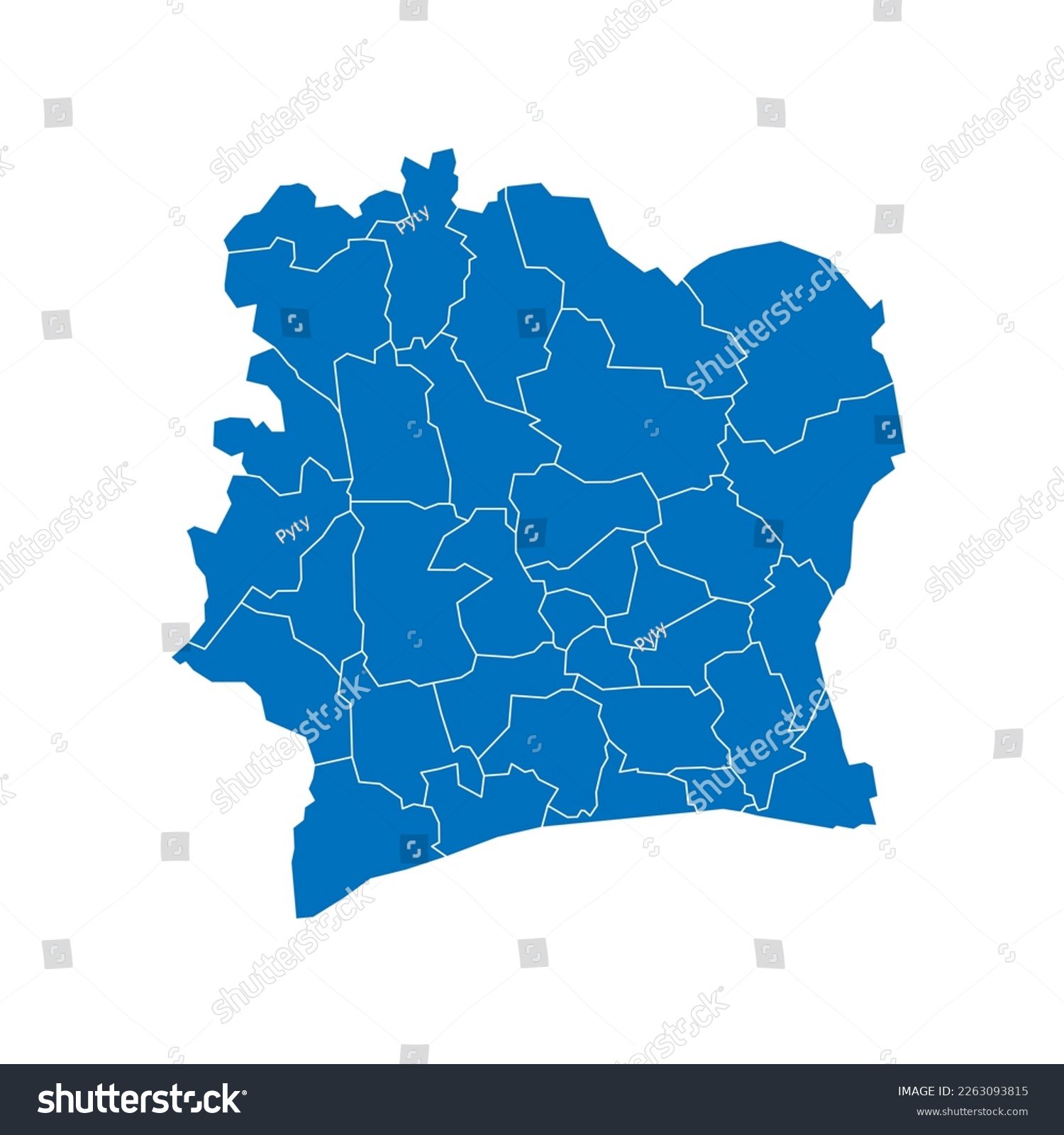 Ivory Coast Political Map Of Administrative - Royalty Free Stock Vector ...