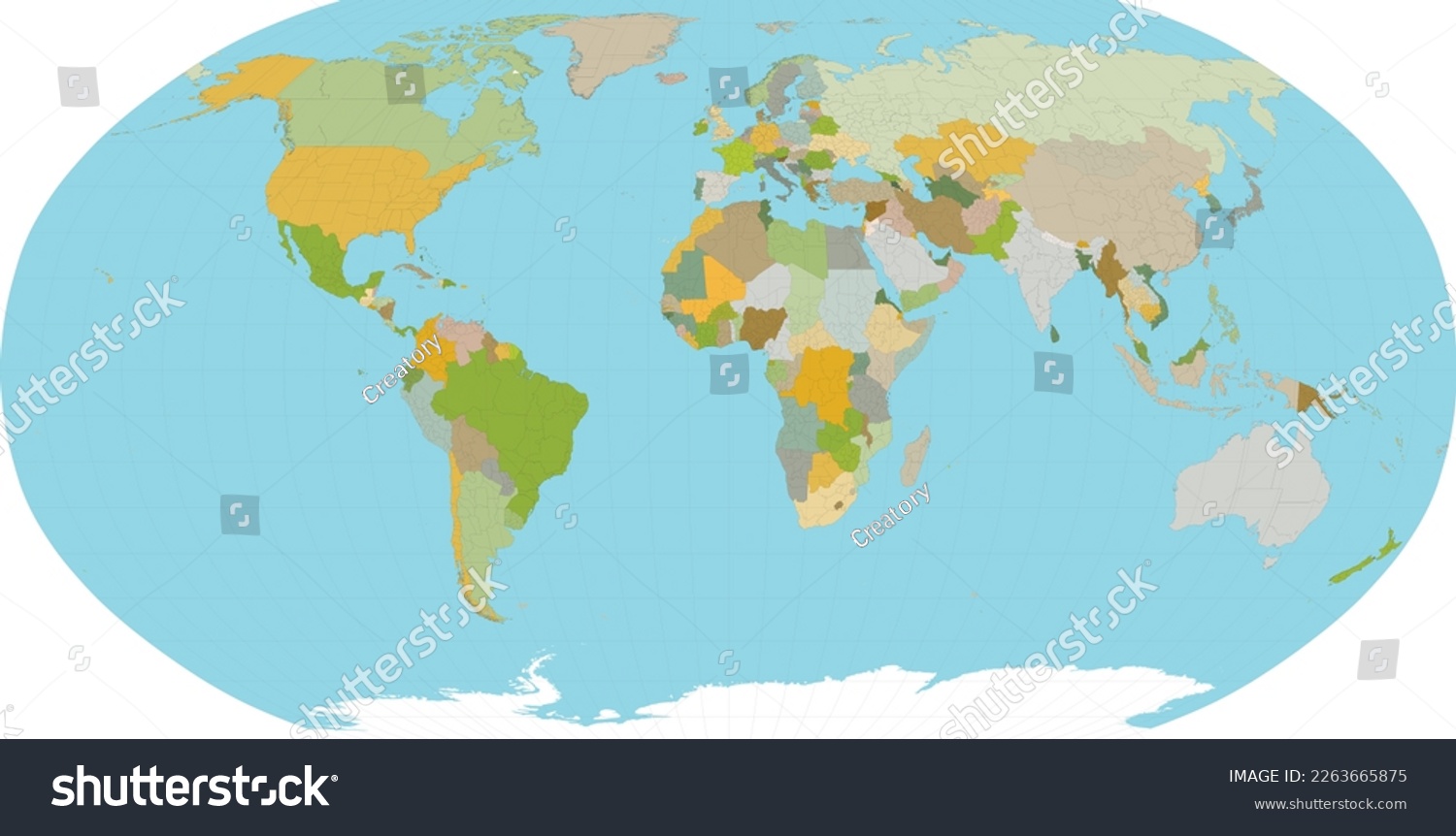 Hi Detailed Vector World Political Map Countries - Royalty Free Stock 