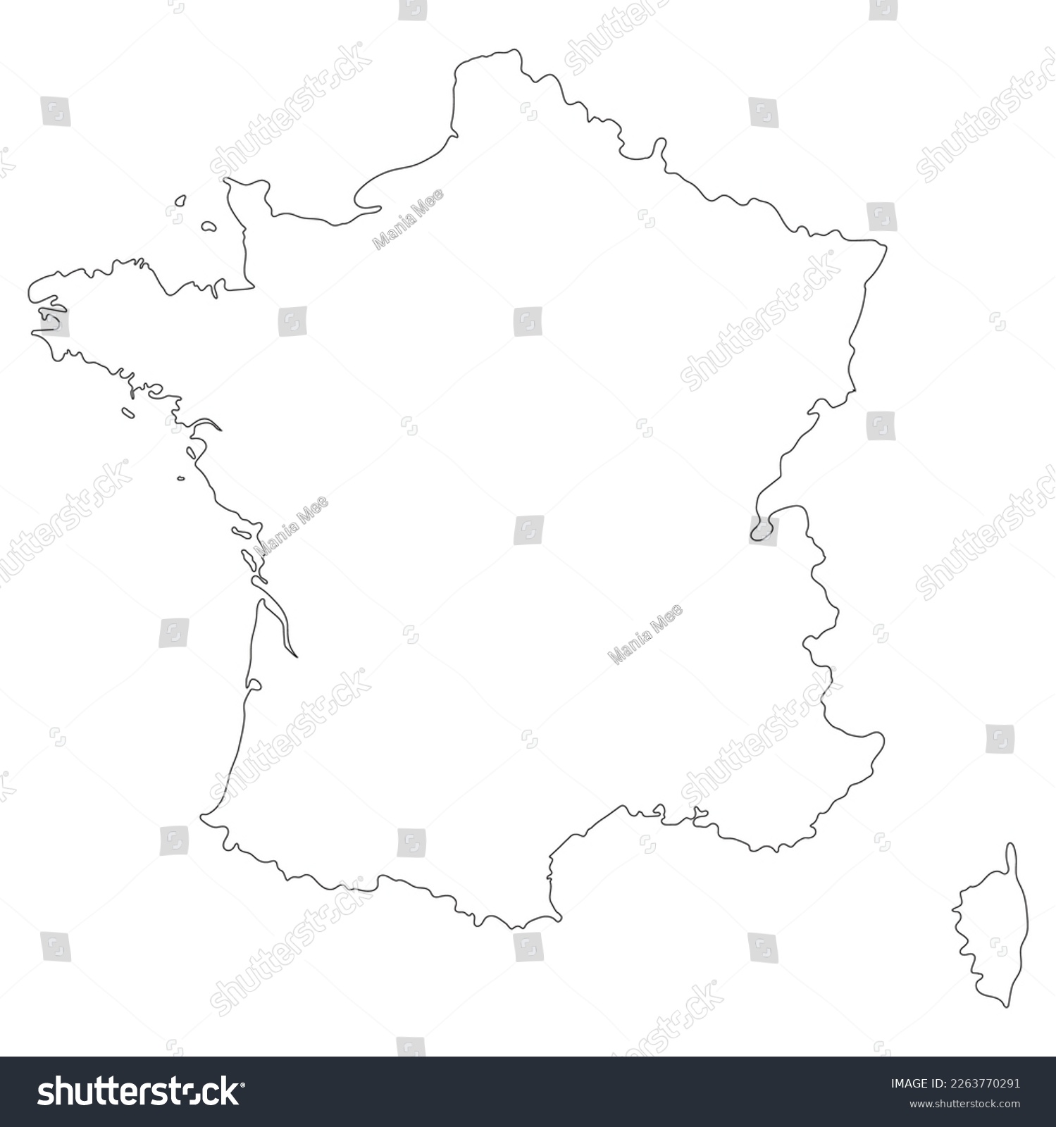 France map. French map. Outline on white - Royalty Free Stock Vector ...