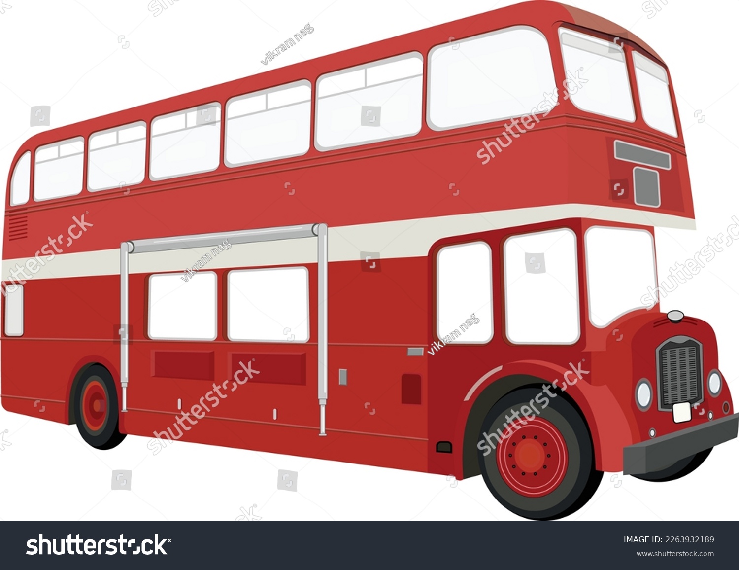 double decker bus red color side view - Royalty Free Stock Vector ...