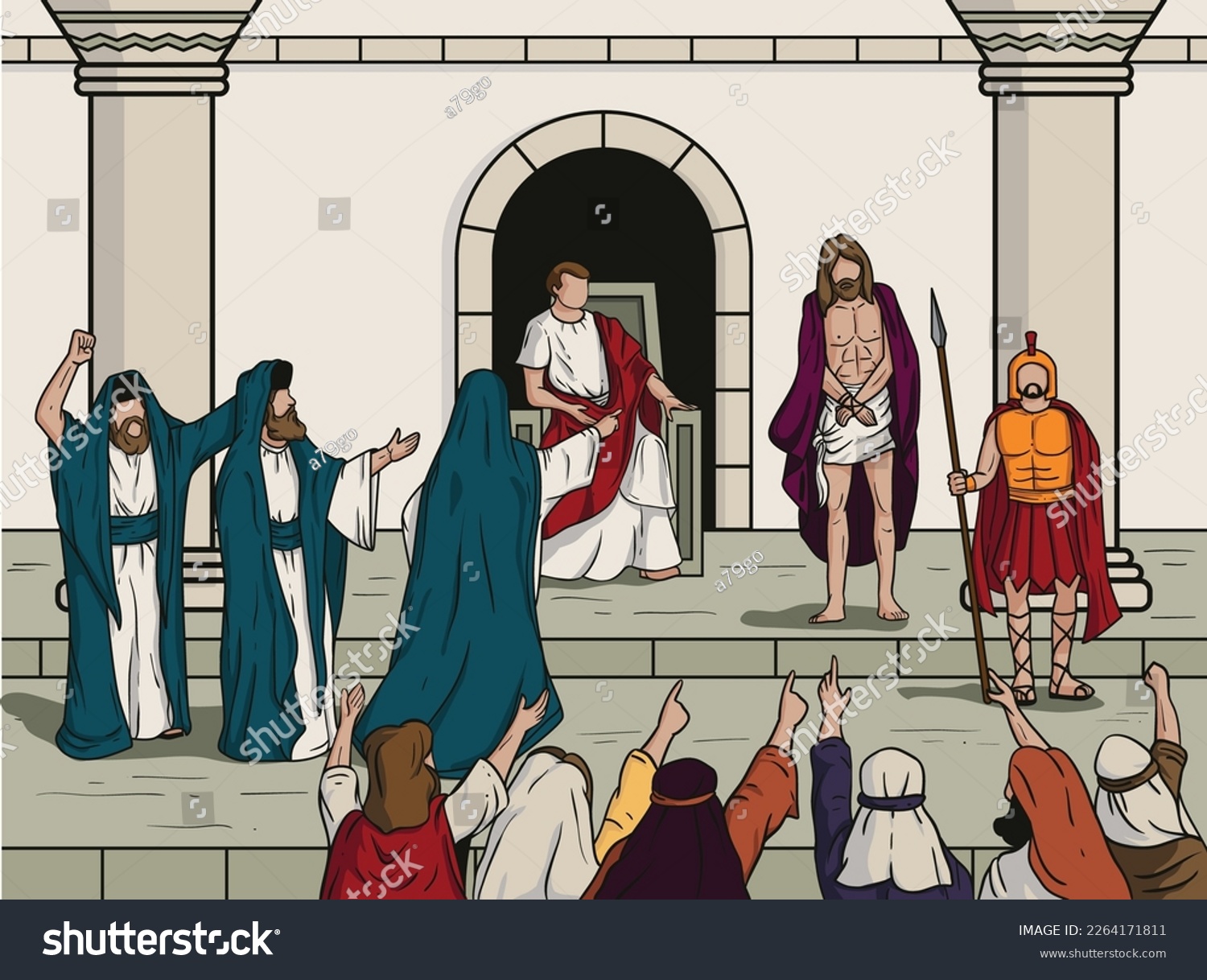 Jesus is on trial. bible story. Jesus before - Royalty Free Stock ...