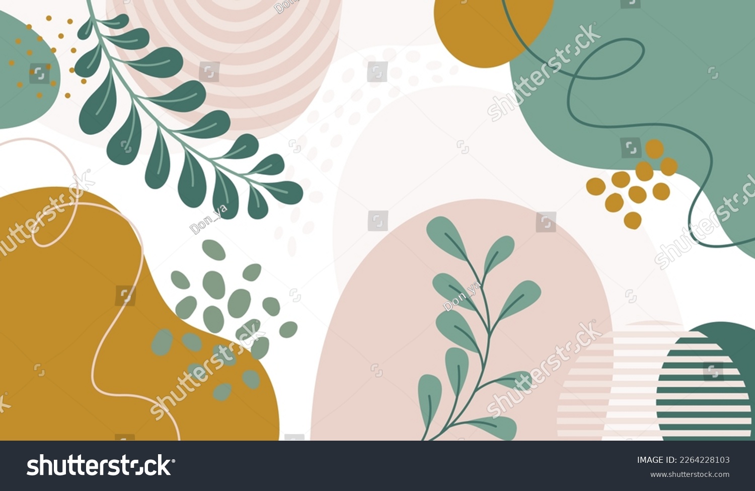 Design banner frame background .Colorful poster background vector illustration.Exotic plants, branches,art print for beauty, fashion and natural products,wellness, wedding and event. #2264228103