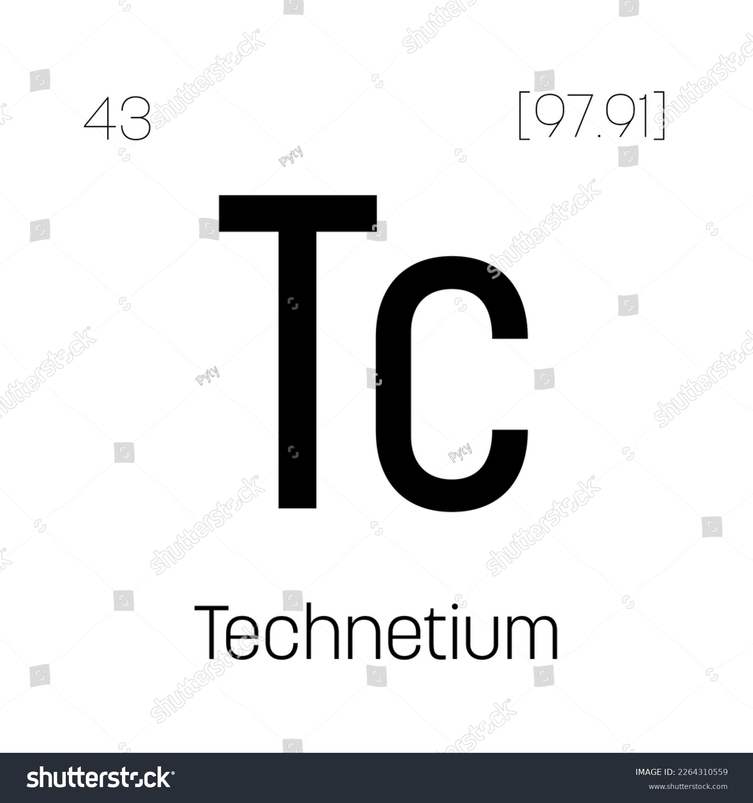 Technetium, Tc, periodic table element with name - Royalty Free Stock ...