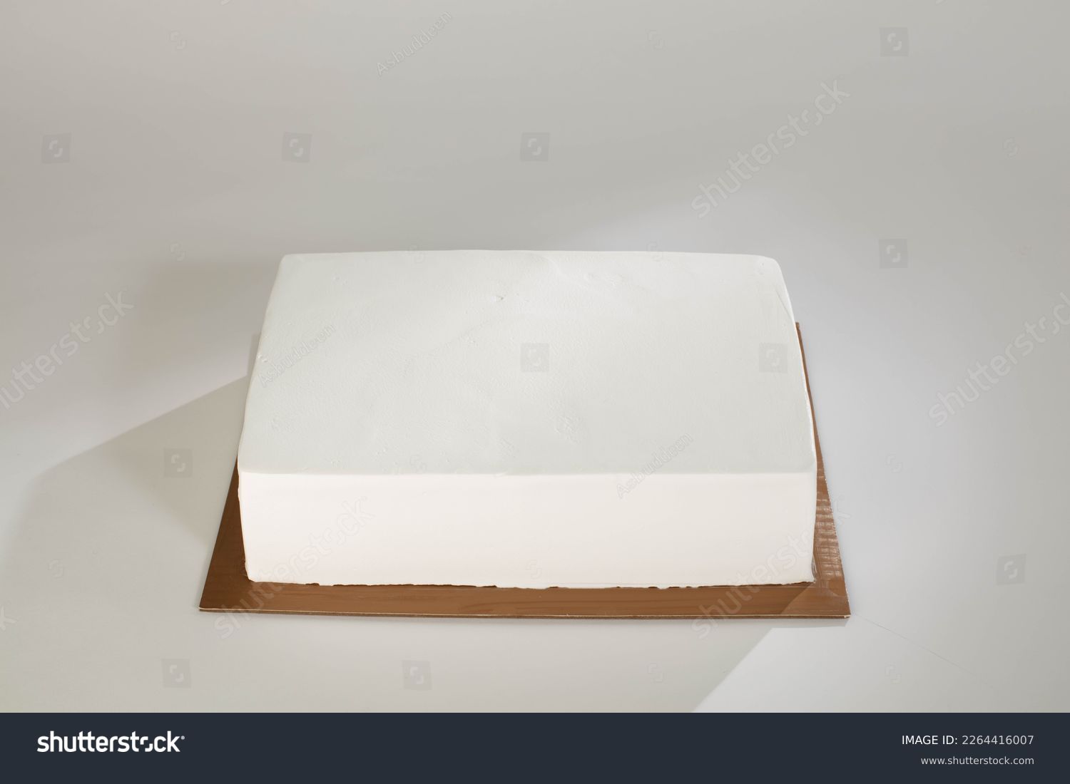 Round and rectangle cake Top view White background Mock up cake #2264416007