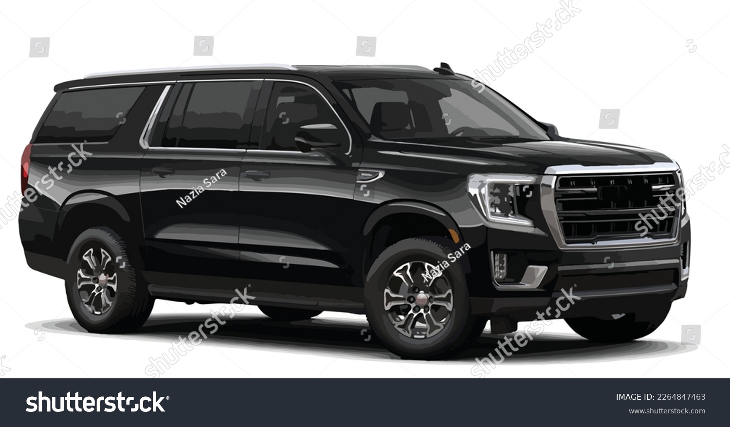 huge Black SUV Offroad 3d car Big large  Modern off road Famous world brand vehicles produced United States America automobile manufacturer art design vector isolated white background #2264847463