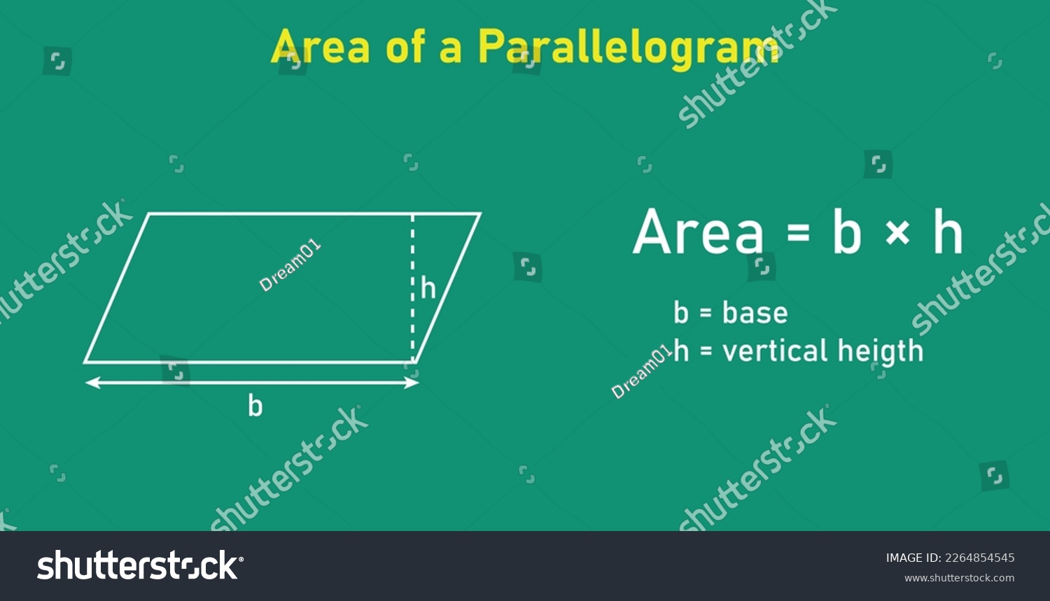 Area formula of parallelogram shapes. Area - Royalty Free Stock Vector ...