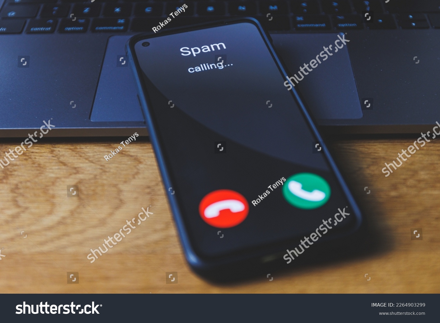 Spam call on phone. Spammer incoming call concept. High quality photo #2264903299