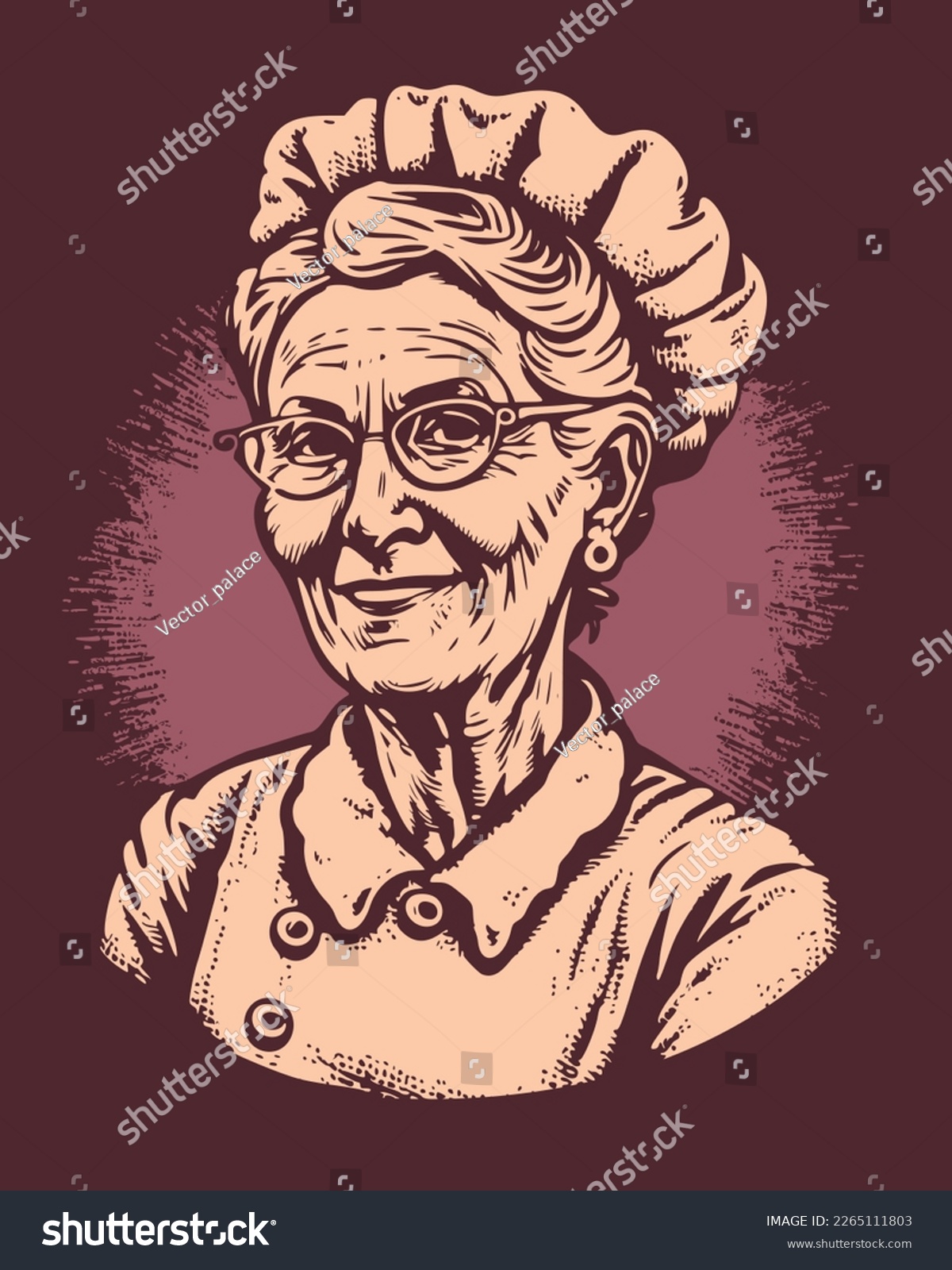 Happy Grandma vector illustration. Old woman - Royalty Free Stock ...