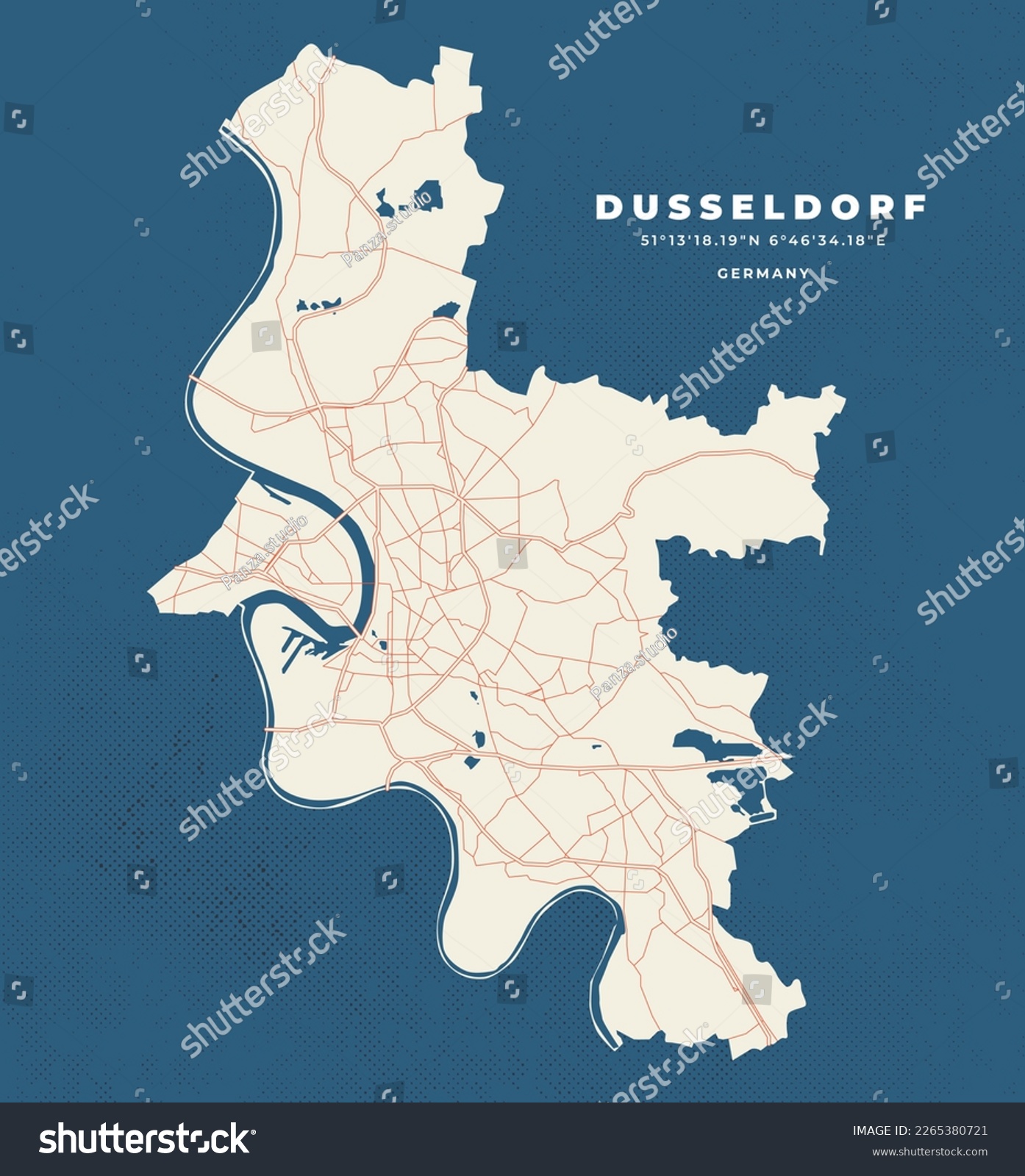 Düsseldorf map vector poster flyer - Royalty Free Stock Vector ...