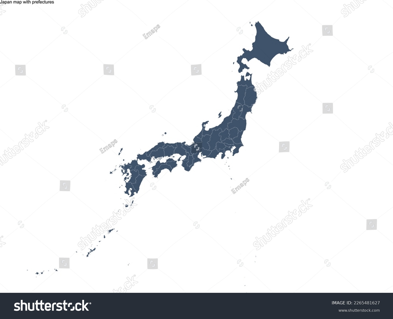 Japan map with 47 prefectures - Royalty Free Stock Vector 2265481627 ...