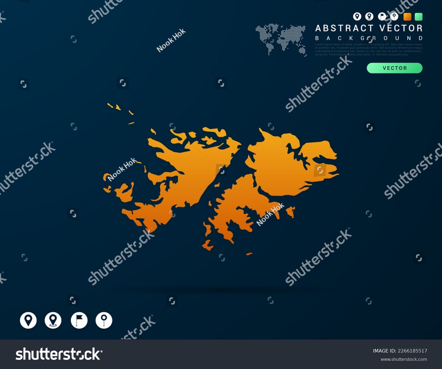 Falkland Islands map of Yellow and orange gradient on dark background vector. #2266185517