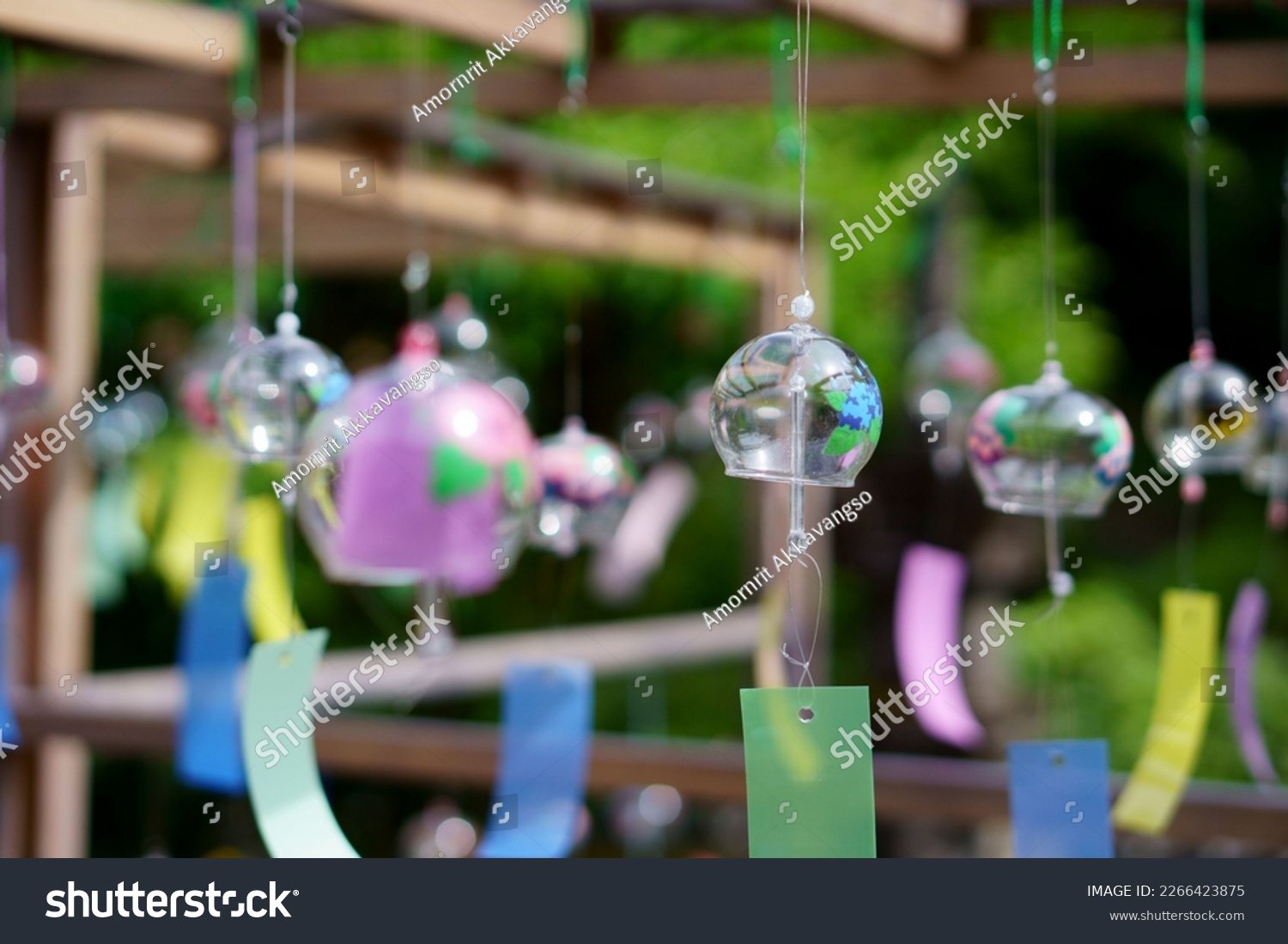 Wind chimes hanging in a Japanese temple #2266423875