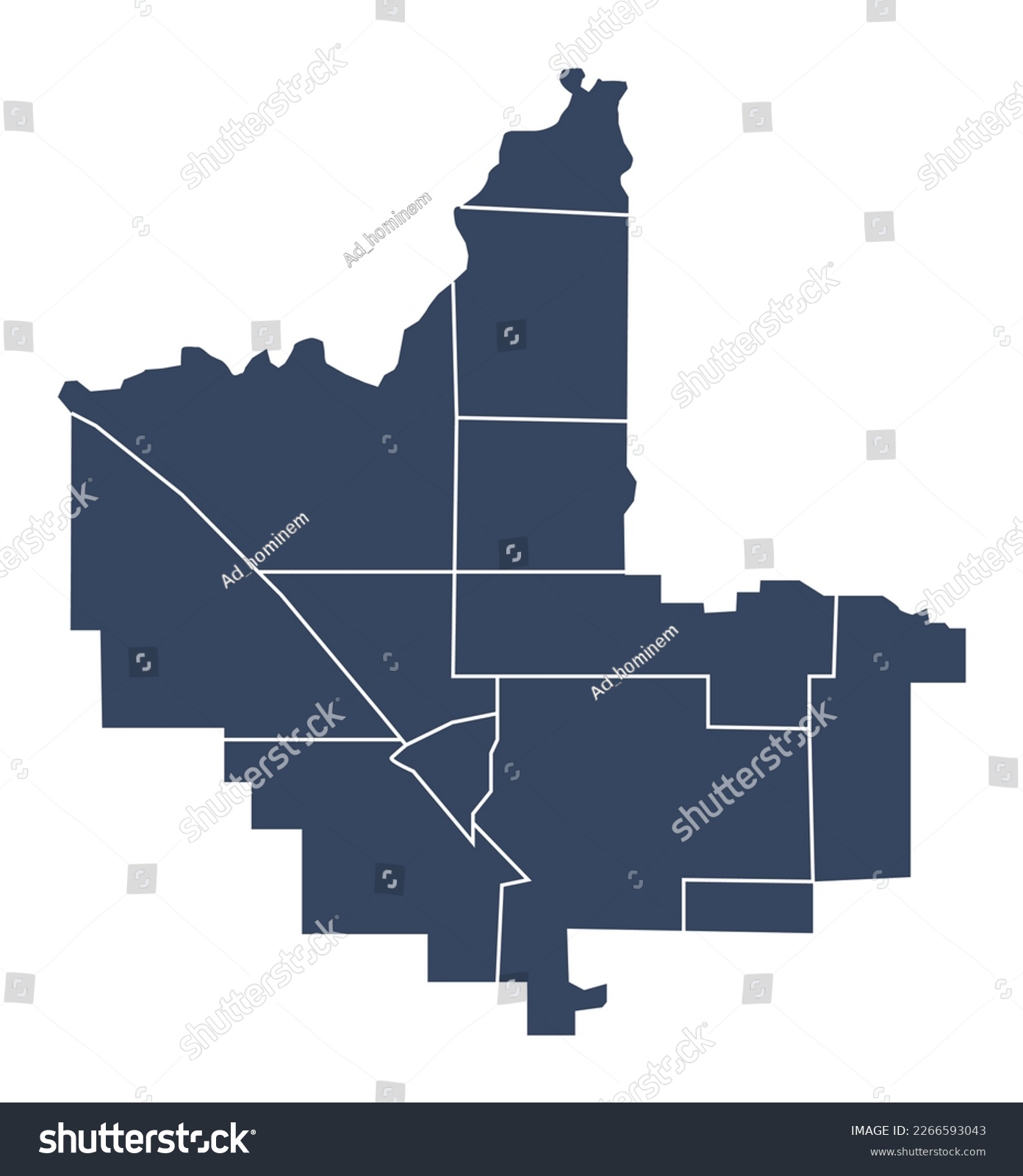 Outline blue map of Fresno city - Royalty Free Stock Vector 2266593043 ...