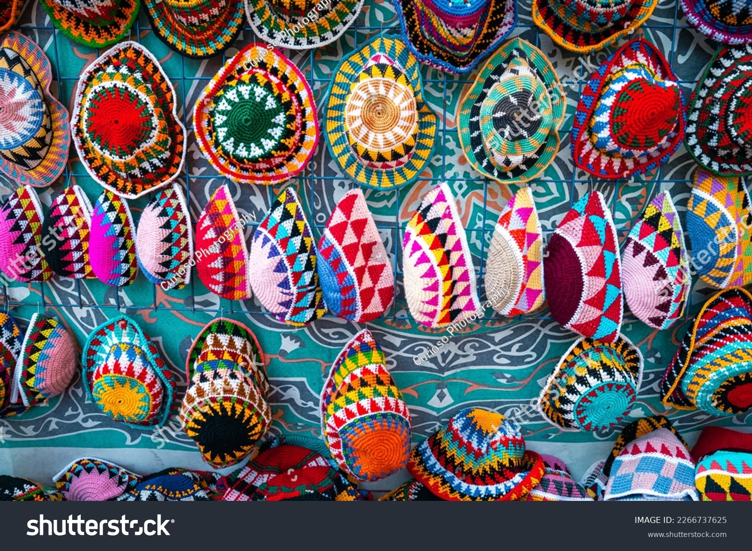 Colorful Handmade Clothes. Variety of Traditional Egyptian Souvenir. Oriental Bazaar at Nubian Village. Aswan. Egypt. Africa. #2266737625