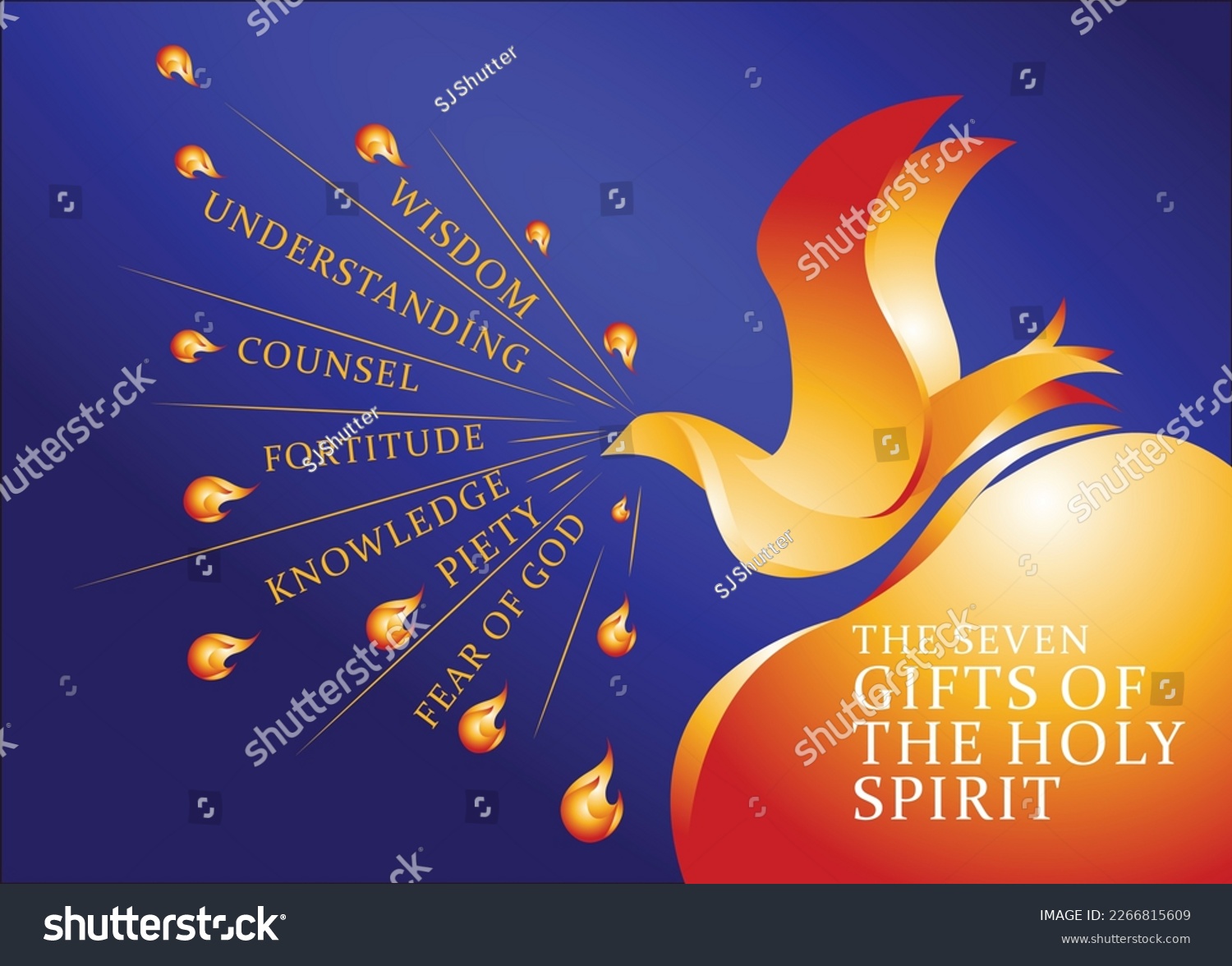 The seven gifts of the holy spirit banner vector - Royalty Free Stock ...