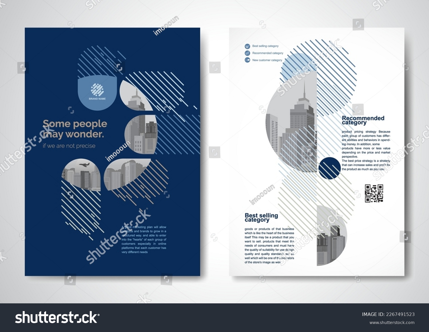 Template vector design for Brochure, AnnualReport, Magazine, Poster, Corporate Presentation, Portfolio, Flyer, infographic, layout modern with blue color size A4, Front and back, Easy to use and edit. #2267491523