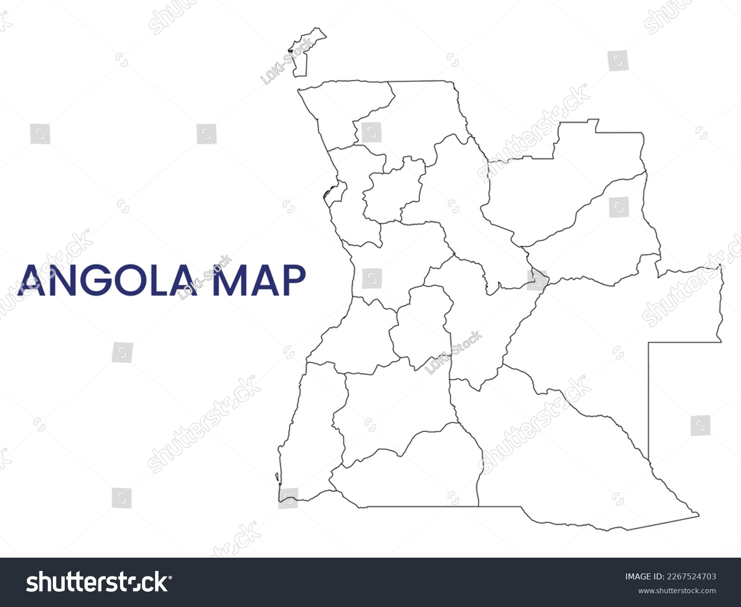 High Detailed Map Of Angola Outline Map Of Royalty Free Stock Vector 2267524703