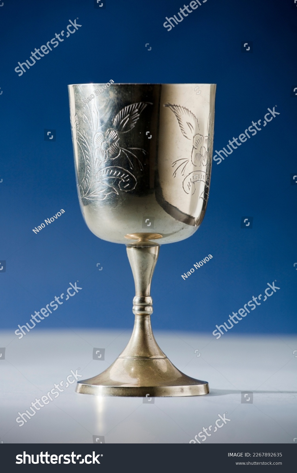 christian chalice on altar blue background blue background #2267892635