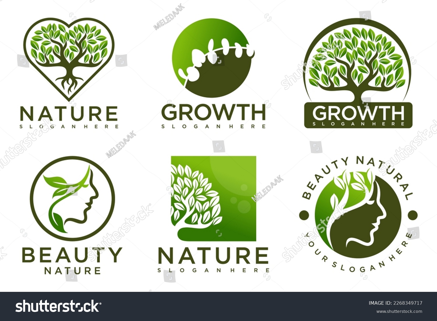 Tree logo icon set design. Garden plant natural - Royalty Free Stock ...