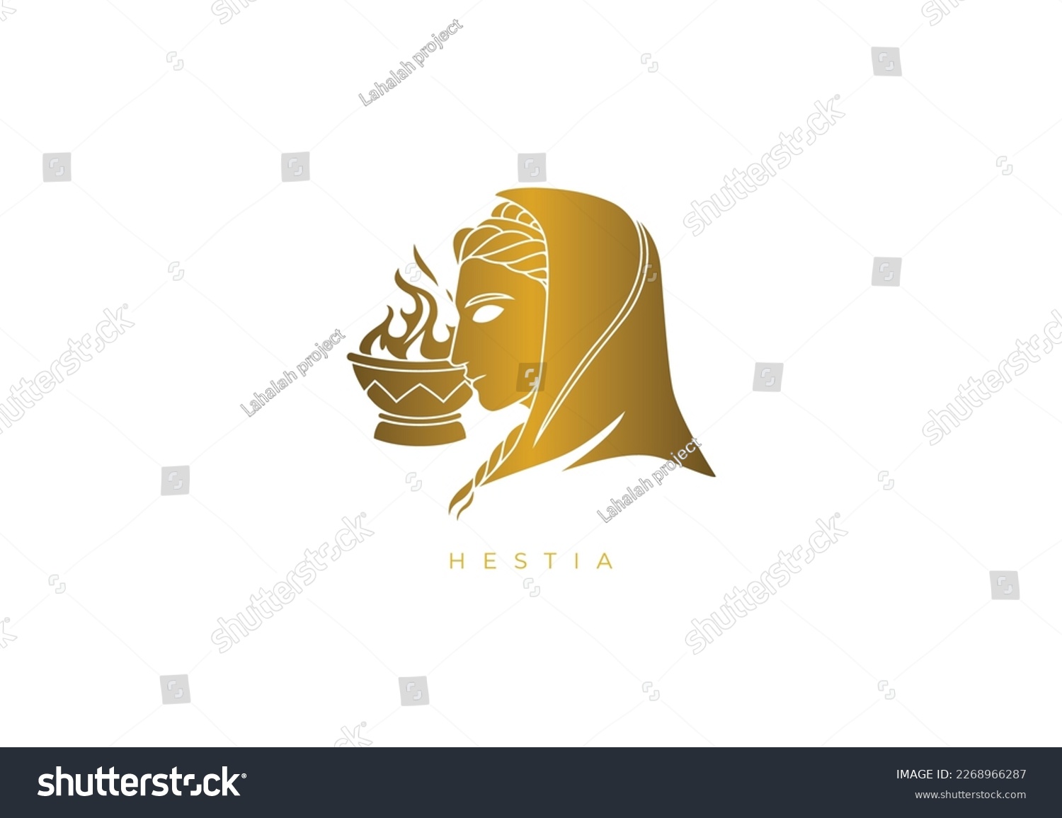 Gold Design Logo For Hestia, The Ancient Greek - Royalty Free Stock 