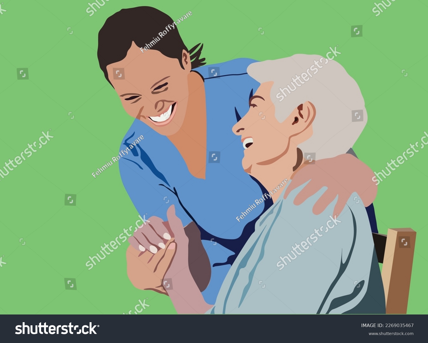 A Female Caregiver Smiles While Holding The Hand Royalty Free Stock