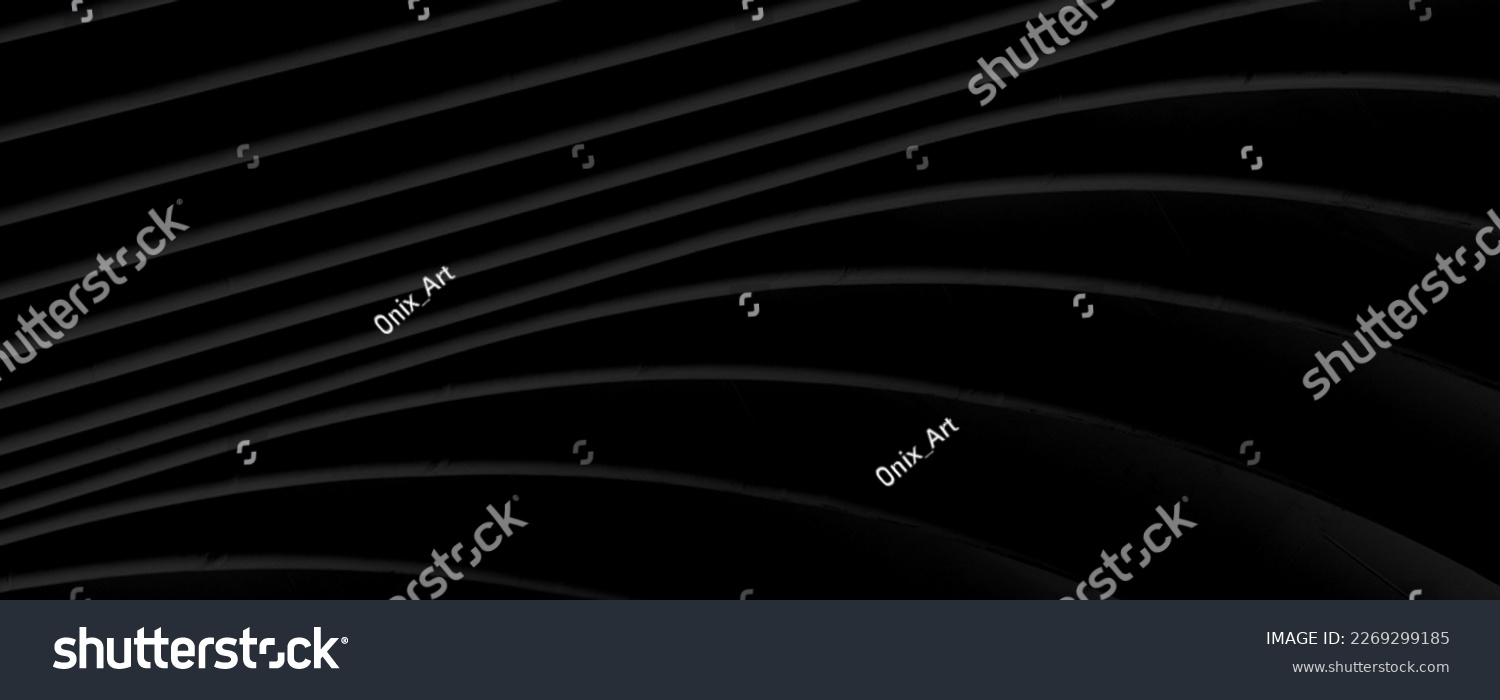Panoramic Abstract fluid wave curve banner with a dark background.Black abstract background design. Black abstract background.  Wave pattern. Curves. Black curves. Dark. Flow. #2269299185