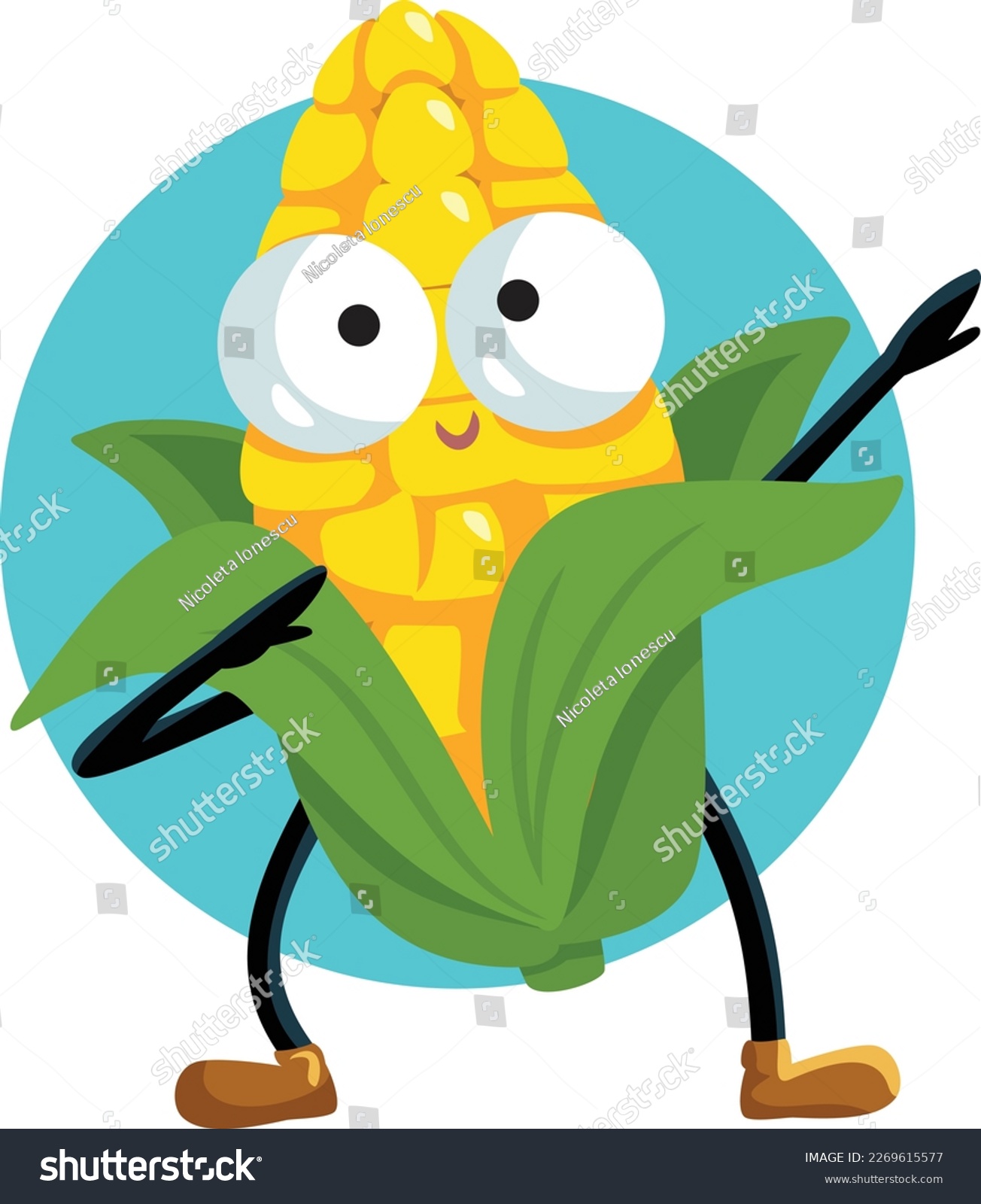 
Cool Dabbing Corn Mascot Vector Cartoon Design. Happy cheerful grain character feeling festive dancing and celebrating
 #2269615577