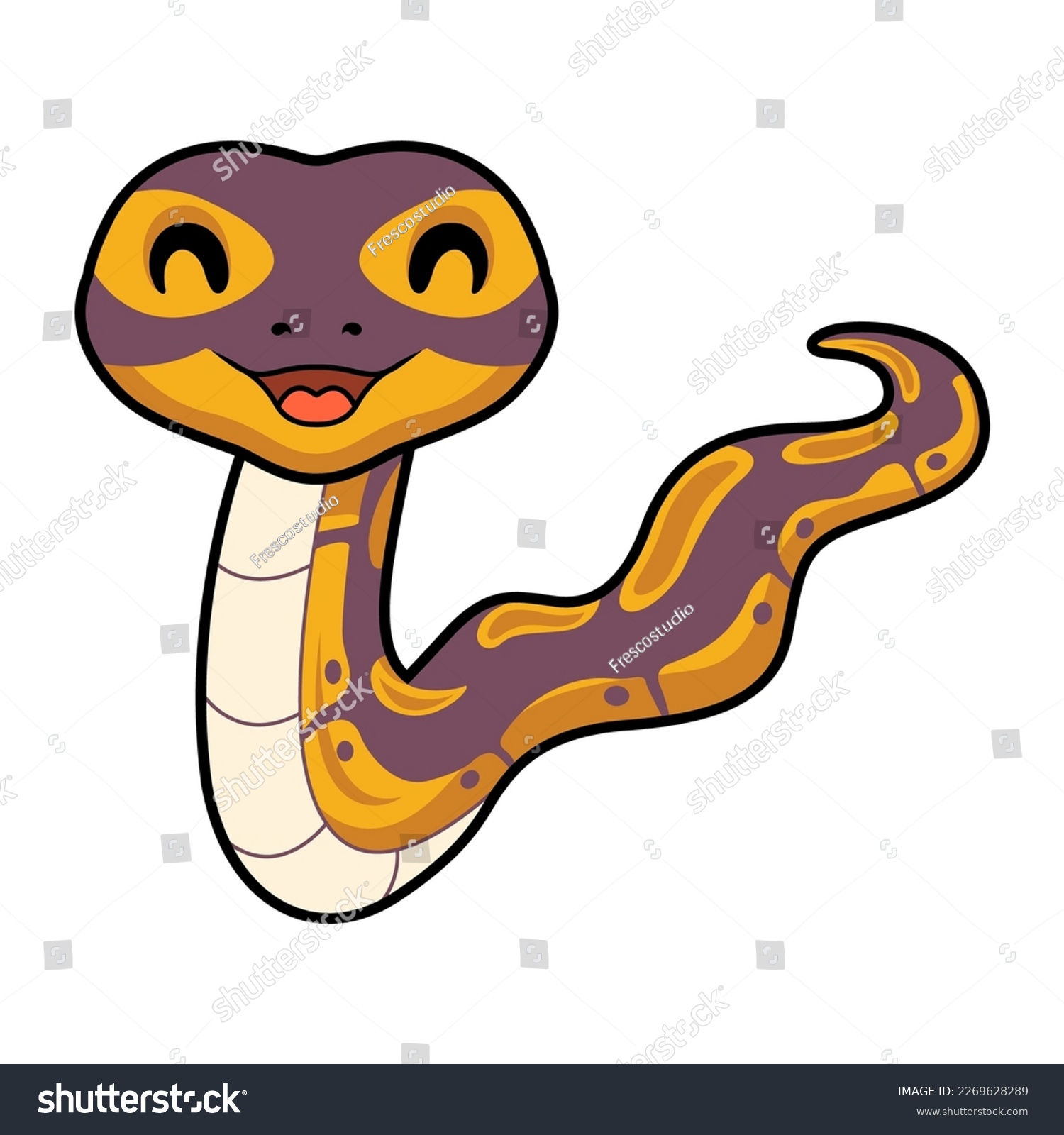 Cute banana ball python snake cartoon - Royalty Free Stock Vector ...