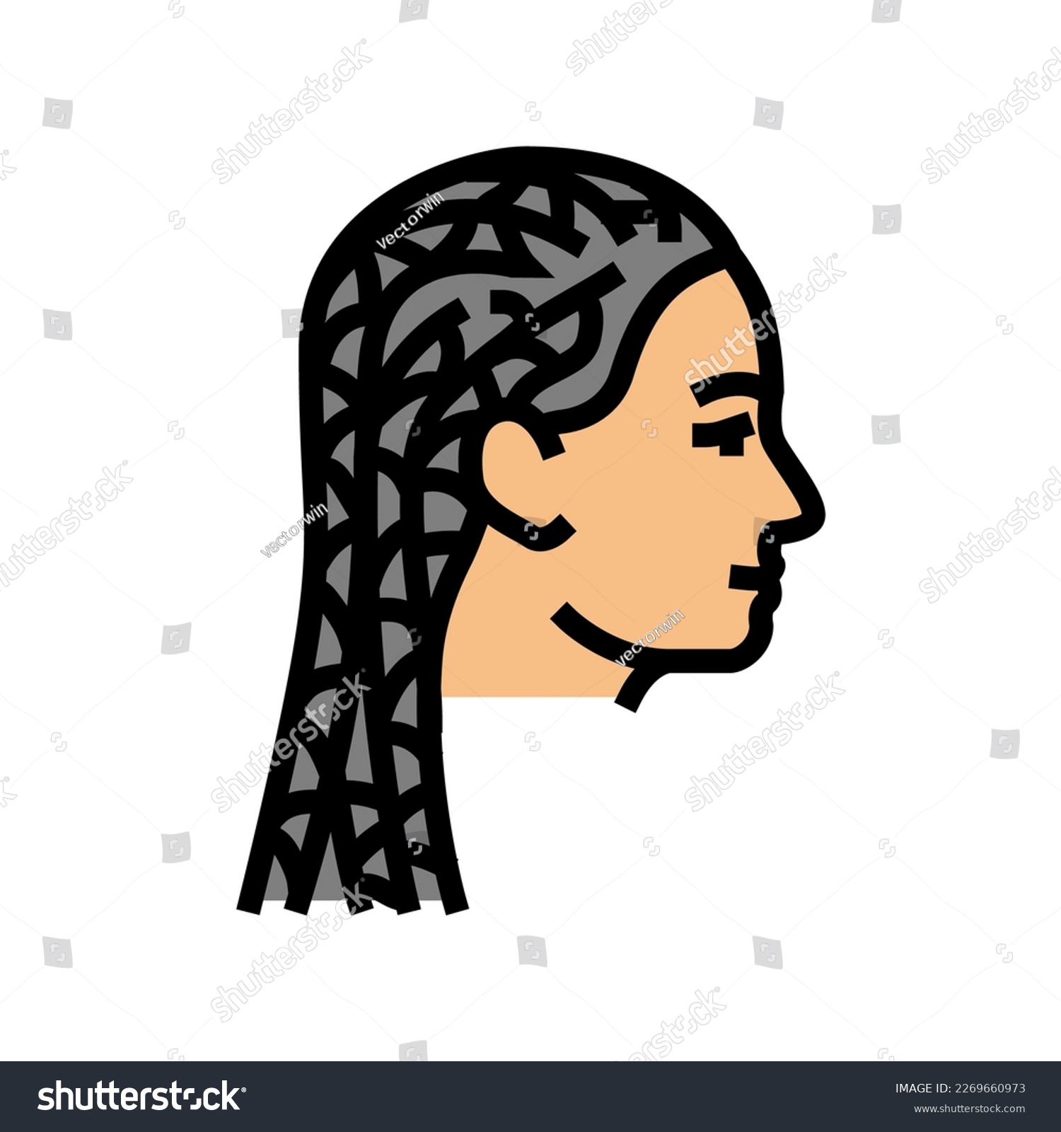 Cornrows Hairstyle Female Color Icon Vector. - Royalty Free Stock 