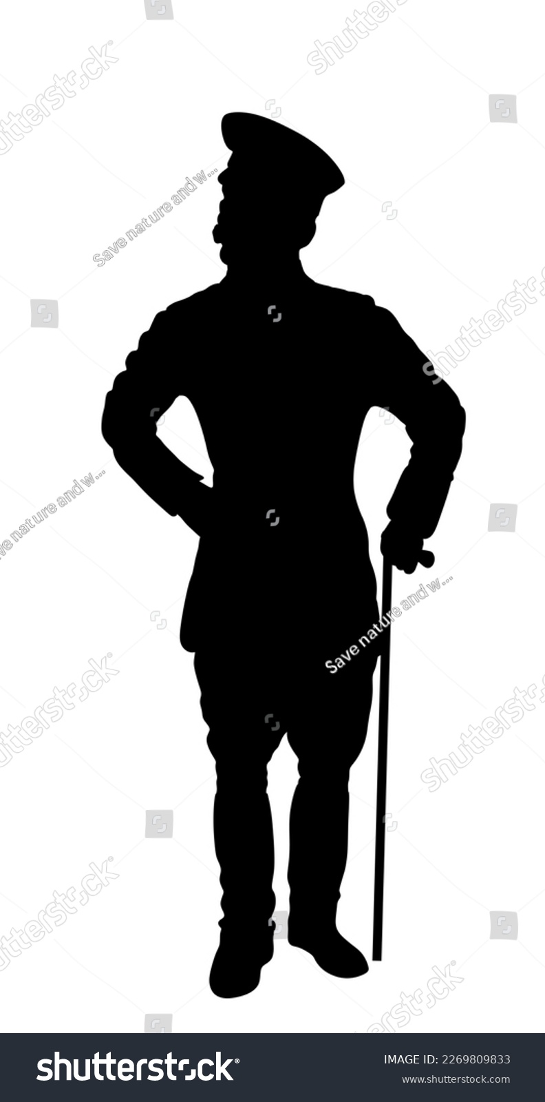 Vintage WW1 army officer in uniform vector - Royalty Free Stock Vector ...